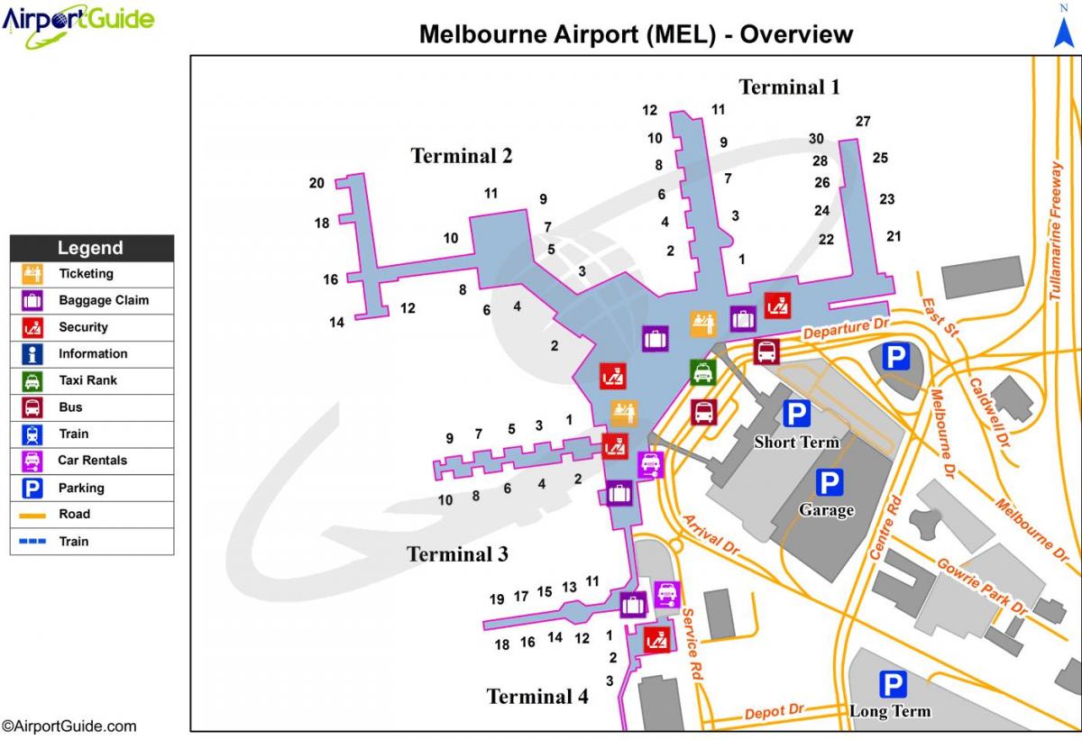Melbourne Tullamarine aireportuko mapa