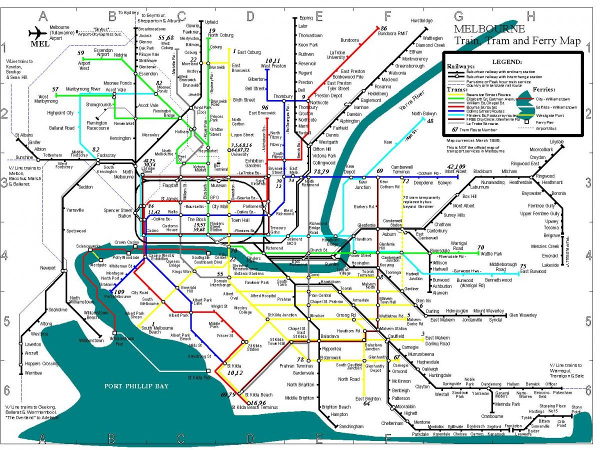 Melbourne autobus mapa