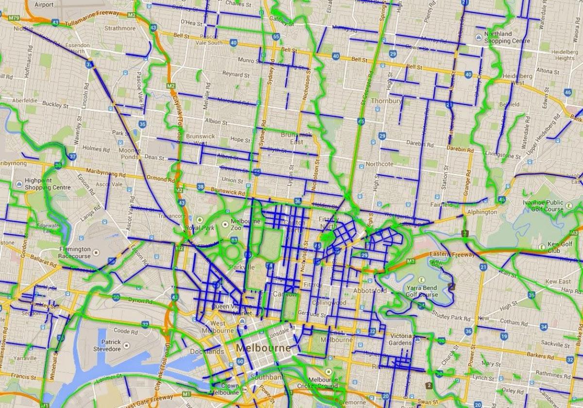 bizikleta bideak Melbourne mapa