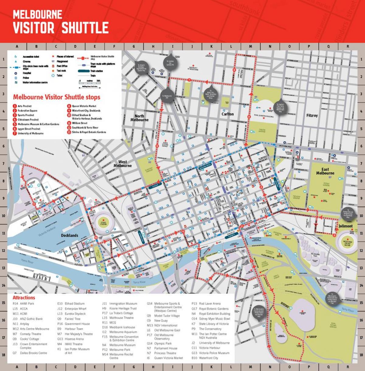 Melbourne hirian erakargarri mapa