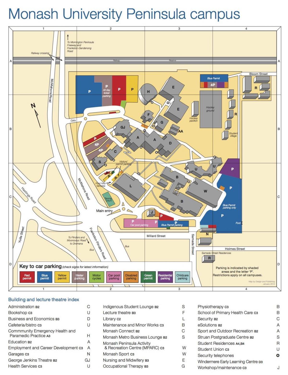 Cambridgeko unibertsitateko campus mapa