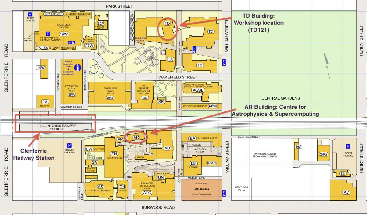 mapa Swinburne campusa
