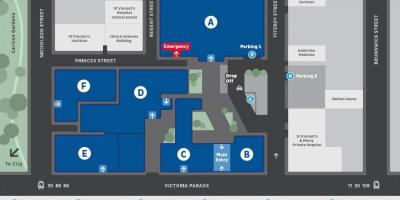 St Vincent-en hospital Melbourne mapa